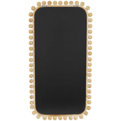 Wood Wall Mirror with Beaded Frame - Brown - Roche River Decor