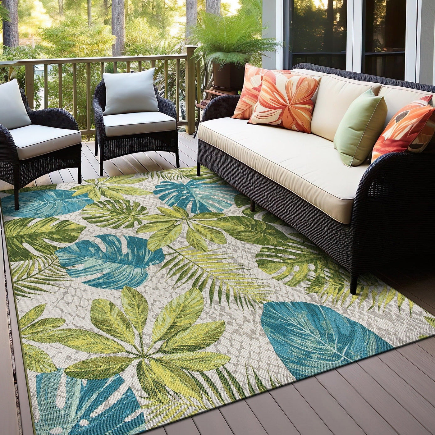 World Rug Gallery Contemporary Tropical Floral Indoor/Outdoor Area Rug