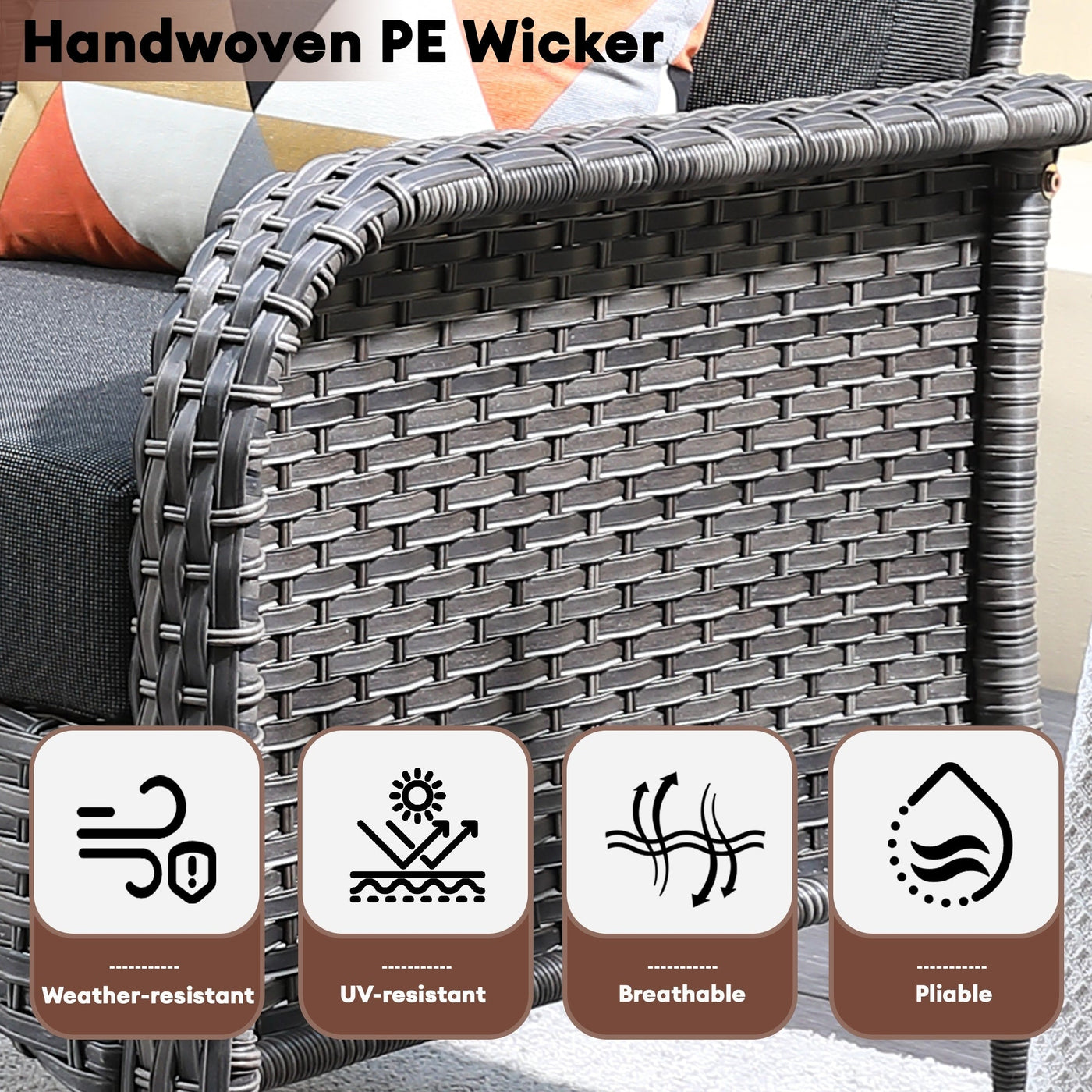 XIZZI 4-piece Outdoor Patio Furniture Conversation Set with Table