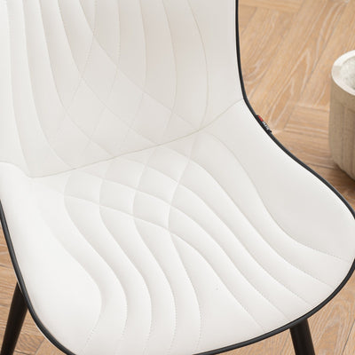Modern Upholstered Leather Armless Dining Chairs Set of 2