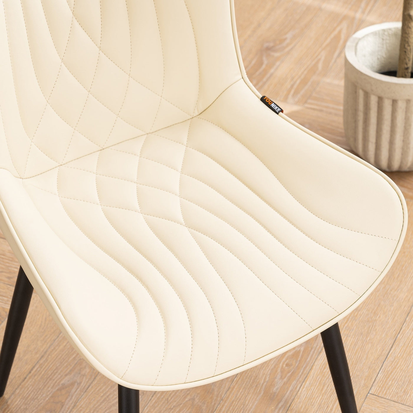 Modern Upholstered Leather Armless Dining Chairs Set of 2