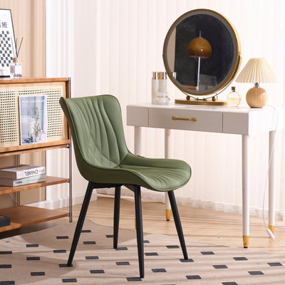 Modern Upholstered Leather Armless Dining Chairs Set of 2