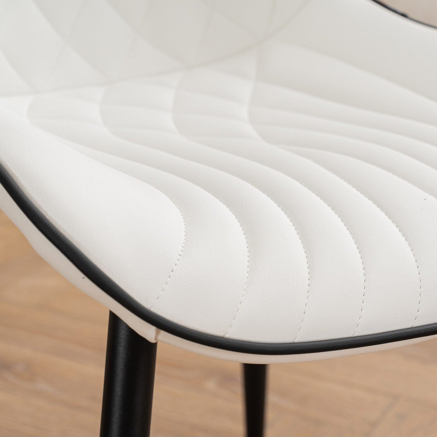 Modern Upholstered Leather Armless Dining Chairs Set of 2