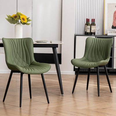 Modern Upholstered Leather Armless Dining Chairs Set of 2