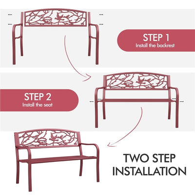 Yaheetech Patio Garden Bench Outdoors Metal Porch Chair - N/A