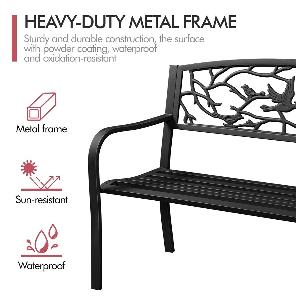 Yaheetech Patio Garden Bench Outdoors Metal Porch Chair - N/A