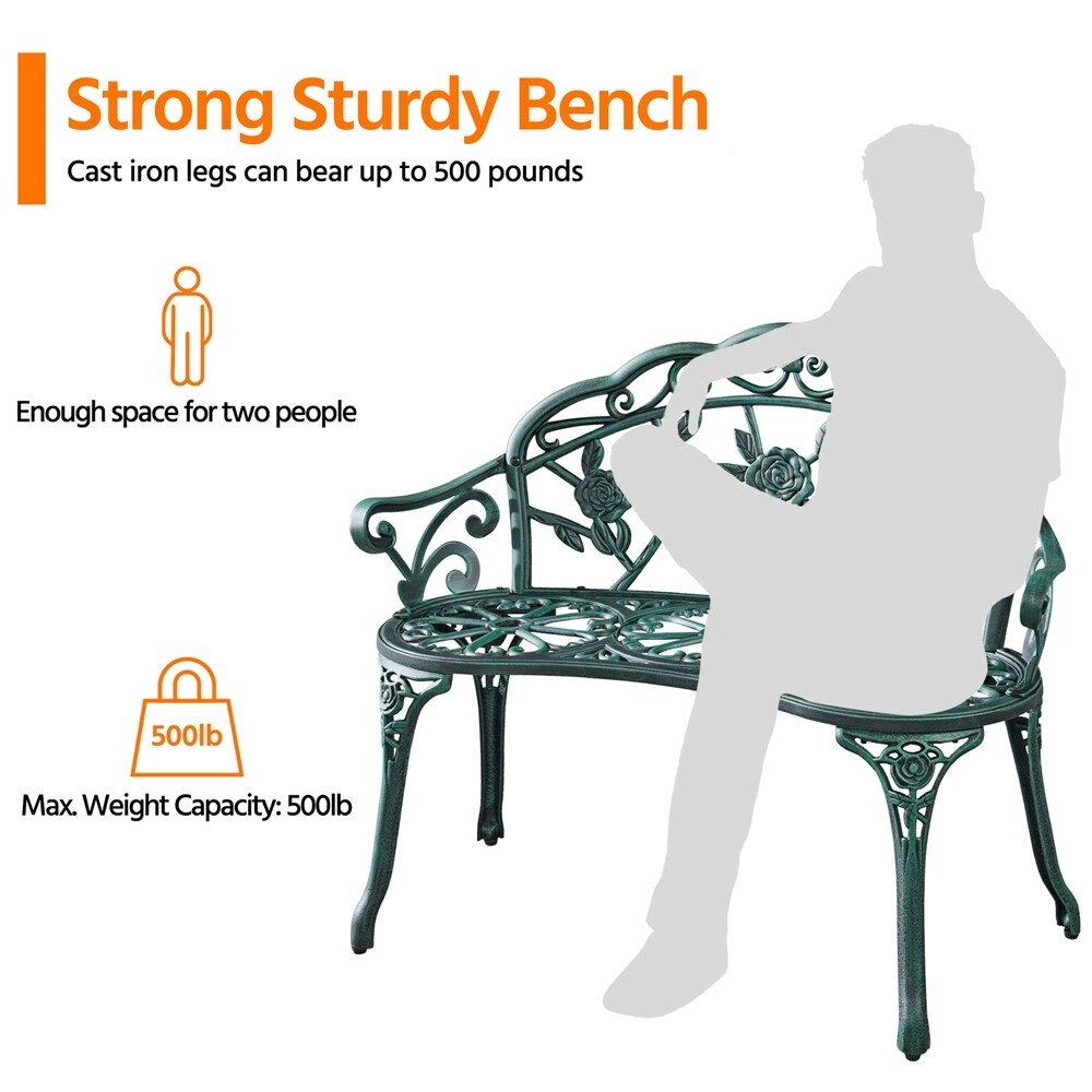 Yaheetech Outdoor Metal Bench Patio Park Garden Bench - N/A