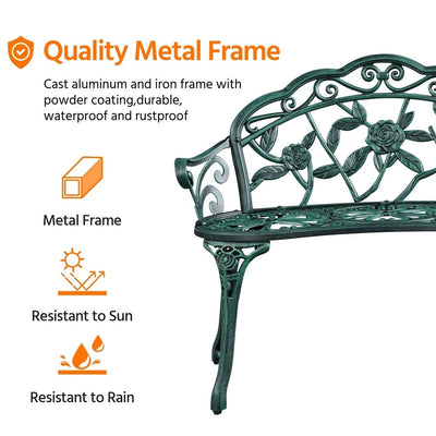 Yaheetech Outdoor Metal Bench Patio Park Garden Bench - N/A