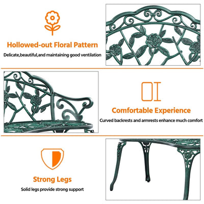 Yaheetech Outdoor Metal Bench Patio Park Garden Bench - N/A