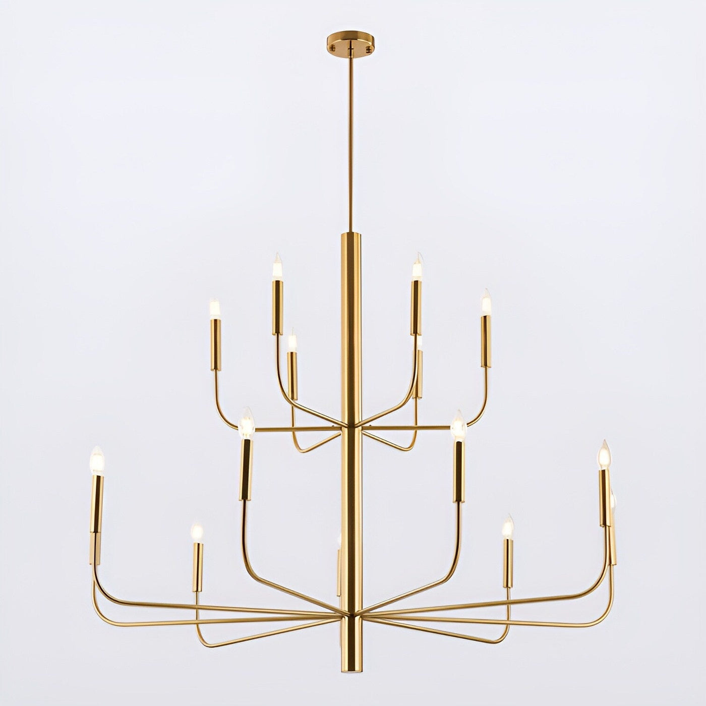 15-Light Minimalist Candlestick Chandelier, 2 Tier Ancient Design - 48