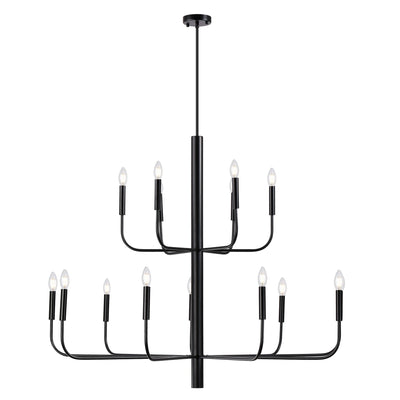 15-Light Minimalist Candlestick Chandelier, 2 Tier Ancient Design - 48