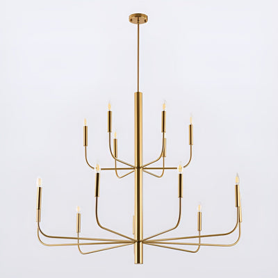 15-Light Minimalist Candlestick Chandelier, 2 Tier Ancient Design - 48