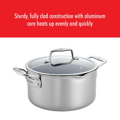ZWILLING Clad CFX 6-qt Stainless Steel Ceramic Nonstick Dutch Oven