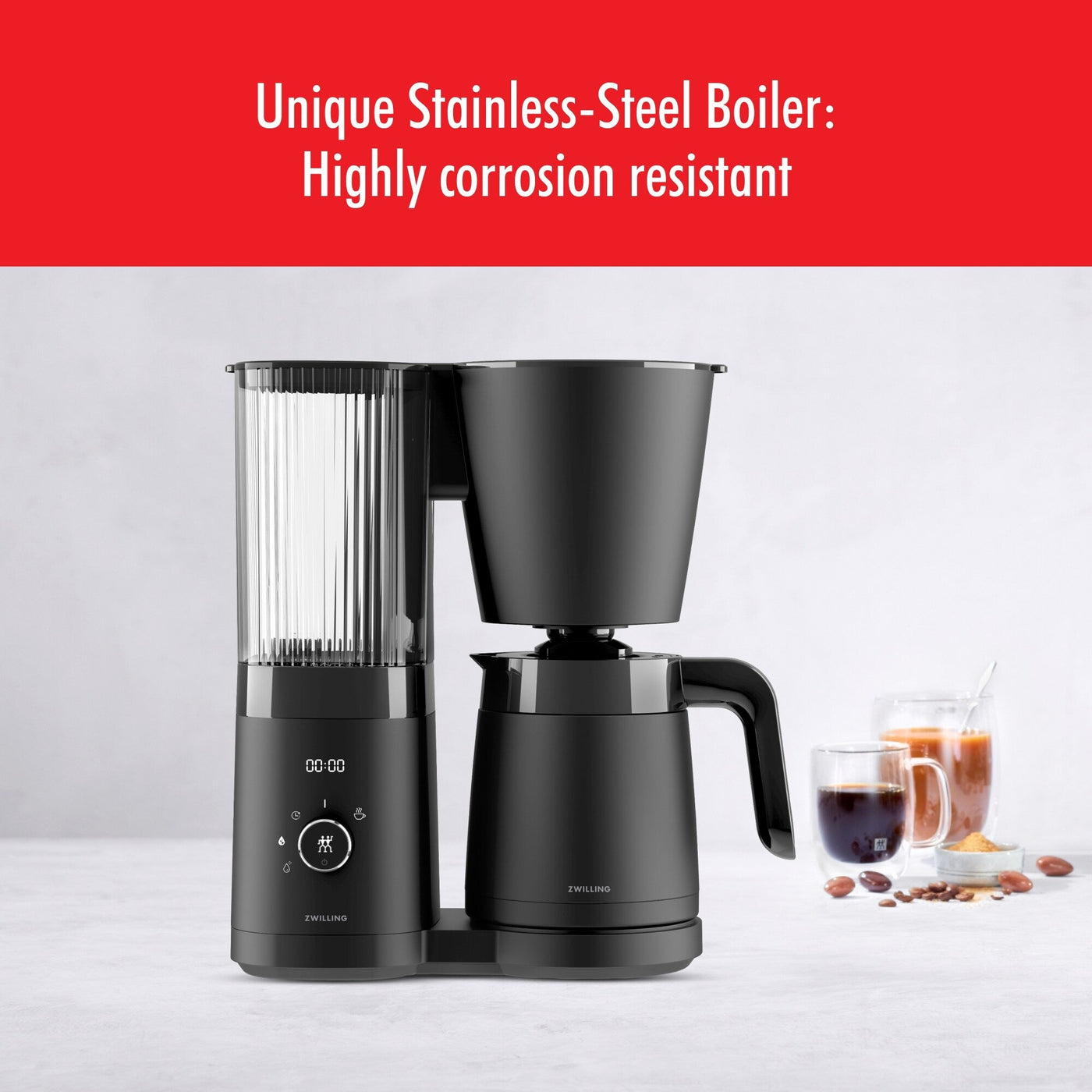 ZWILLING Enfinigy Drip Coffee Maker with Thermo Carafe 10 Cup, Awarded the SCA Golden Cup Standard - 2.5-qt