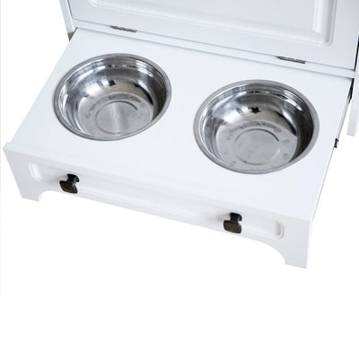 Roomfitters Dog Feeding Station with 2 Elevated Dog Bowls, Tilt Out Pet Feeding Cabinet Station